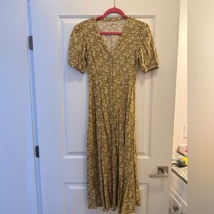 Faherty Yellow Floral Midi Dress